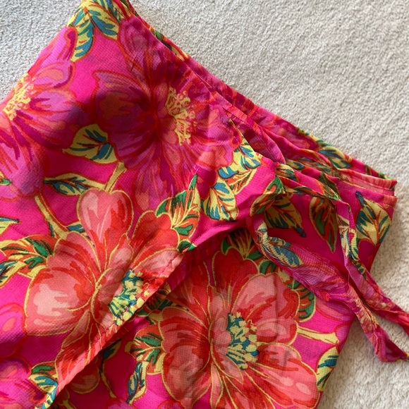 Beach Riot Floral Chiffon Side Tie Wrap Skirt OS - Picture 5 of 9